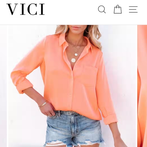 Vici Tops - New! Vici Orange Button Down Shirt